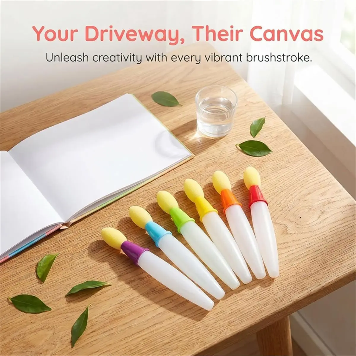 Multi-use Gear Chalk Paint Brushes, Refillable Outdoor Chalk Paint Markers for Kids Pavement Art, Washable Patio Driveway Drawin
