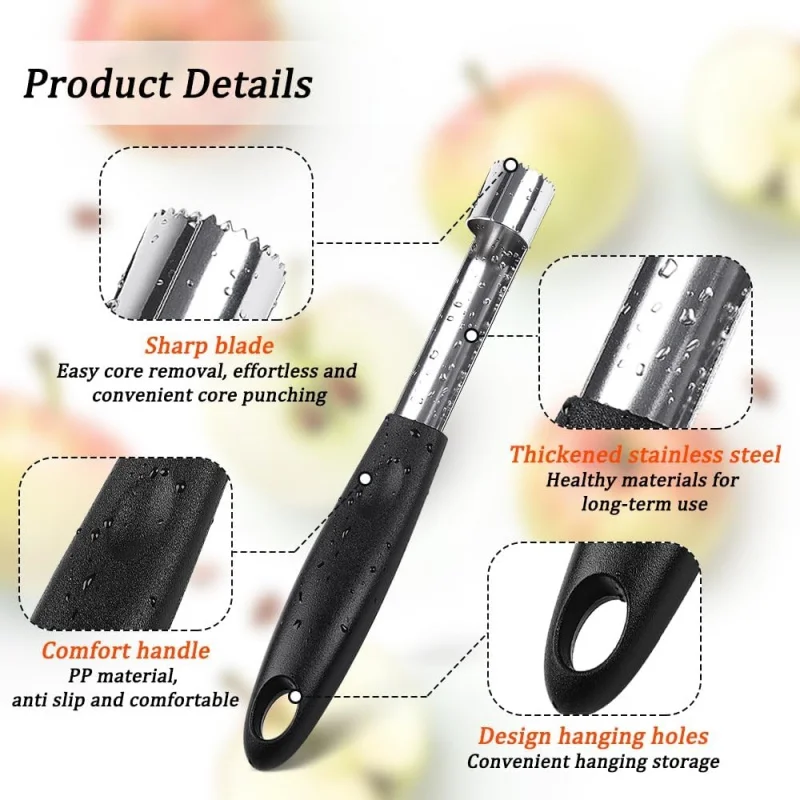 2PCS Apple Cupcake Corer Fruit Vegetable Core Remover Stainless Steel Apple Remover Household Kitchen Tool for Fuji Pears - view 3