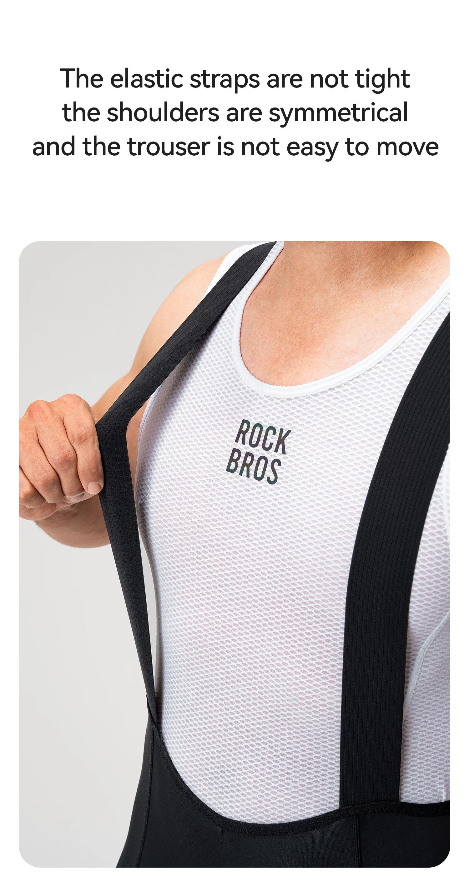 ROCKBROS Fahrrad-Latzhose, hochelastisch, bequem, Herren-Fahrradhose, Outdoor, schnelltrocknend, atmungsaktiv, reflektierende Latzhose – Detail 5