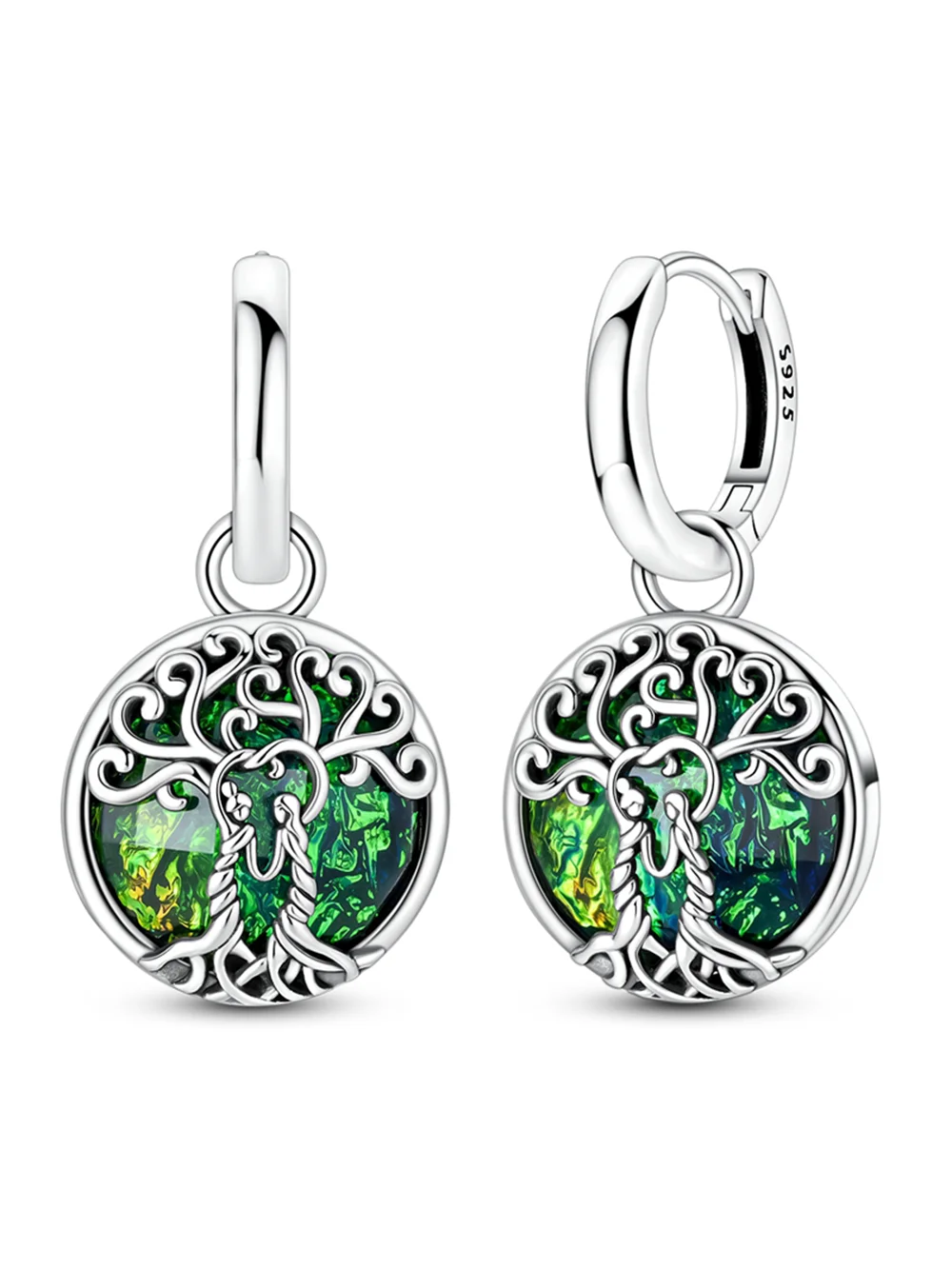 Damen-Ohrringe 925 Sterling Silber CZ Zirkon Schwestern Lebensbaum Funkelnde Ohrringe Hochzeitsgeschenke