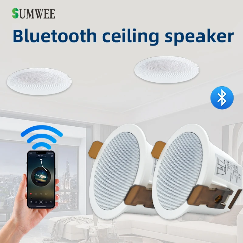 

2-дюймовый мини-домашняя аудитория Bluetooth Потолочный динамик Стереозвук Внутренние музыкальные колонки Встроенный цифровой усилитель класса D