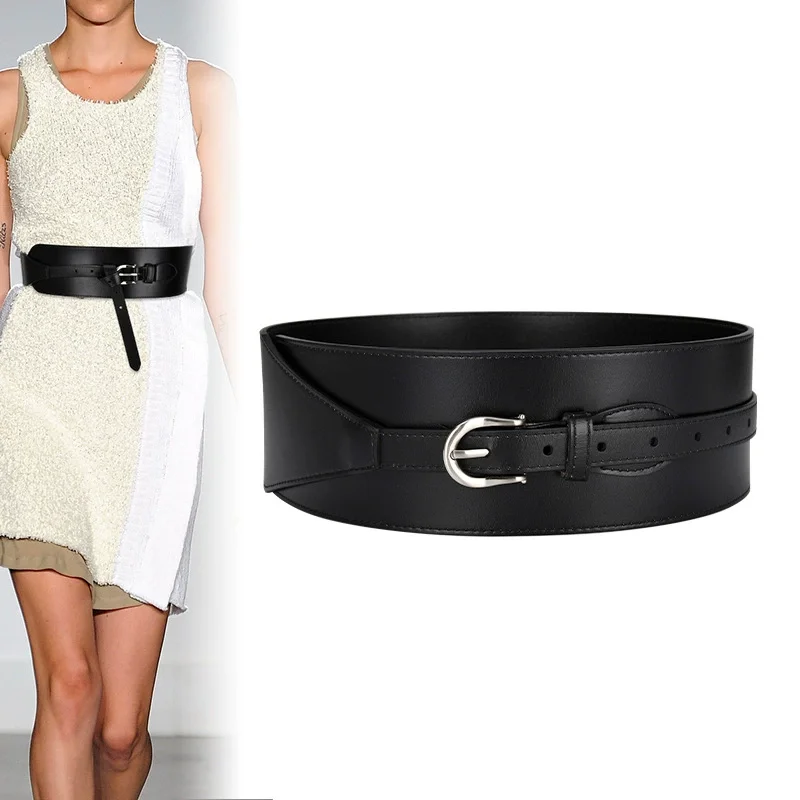 Moda feminina vintage couro genuíno espartilho feminino cummerbund casaco cintura vestido decration cinto largo j1107