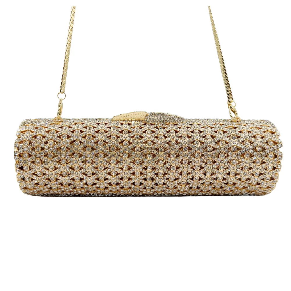 

Crystal Clutch Diamond Dinner Bag Cylinder Hollow Banquet Evening Wear Women's Diamond Bag Affordable Glitter Quilted Crossbody