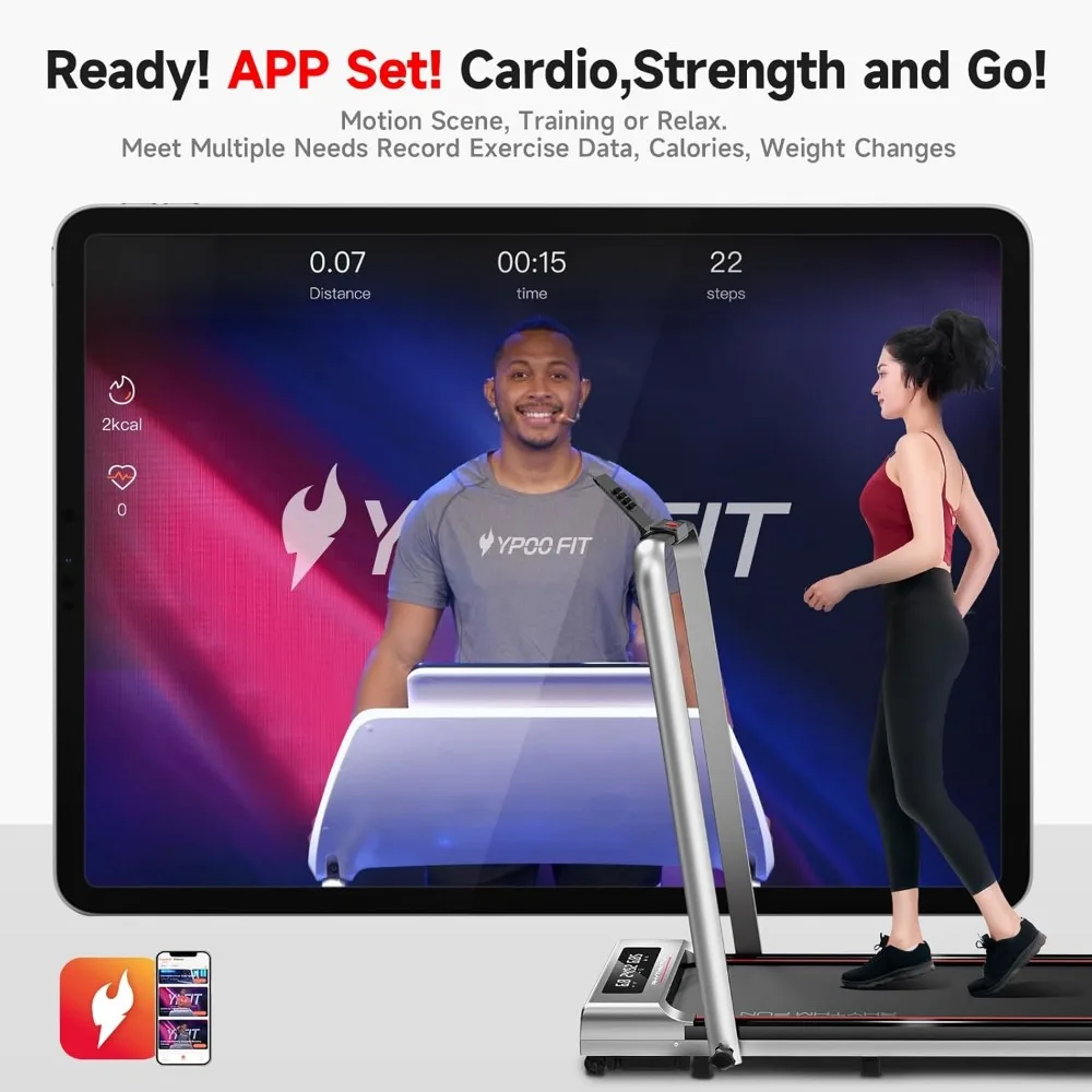 جهاز مشي محمول بقوة 2.5 حصان تحت المكتب للمنزل والمكتب - وسادة مشي بسعة 300 رطل، تصميم قابل للطي لممارسة التمارين الموفرة للمساحة