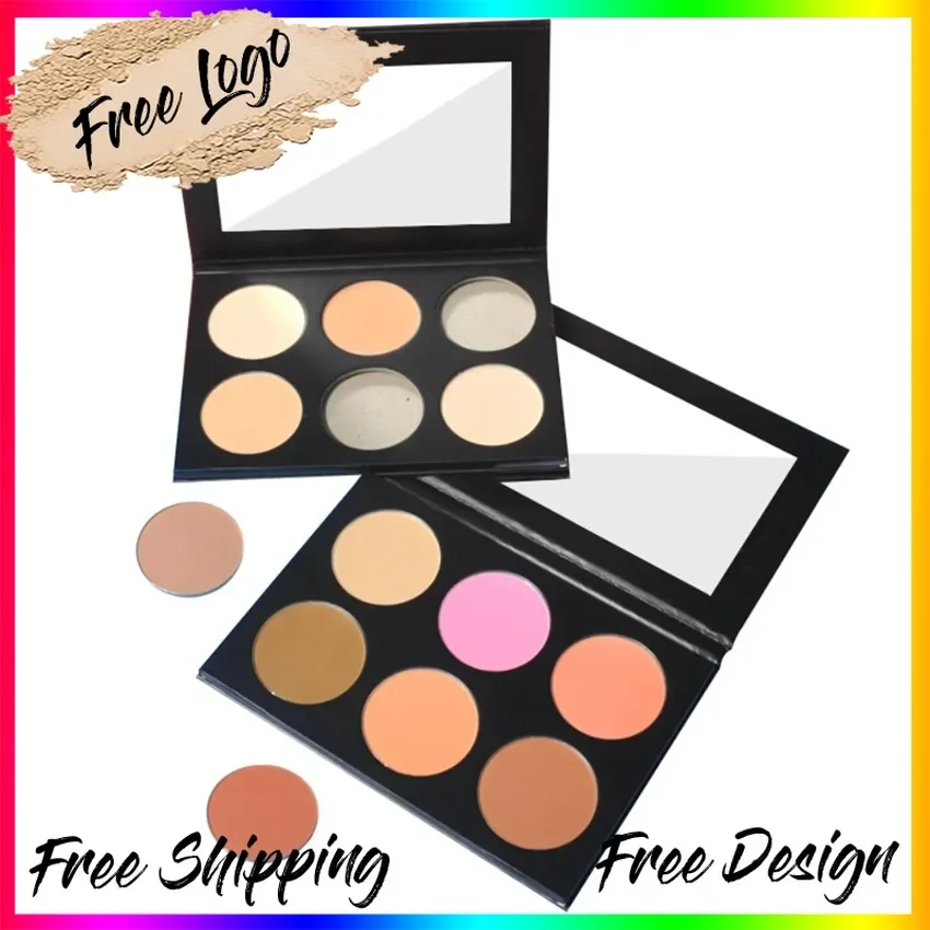 Custom DIY 6-color Contour/concealer/blush Palette Matte Glitter Nourishing Facial Cheek Brighten Natural Contour Blusher Bulk