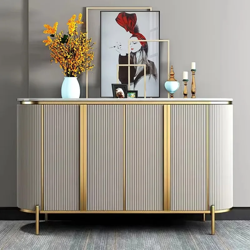 

Light Luxury Retro Style Sideboard Gold Buffet Modern Luxury Dining Room Furniture Console Table