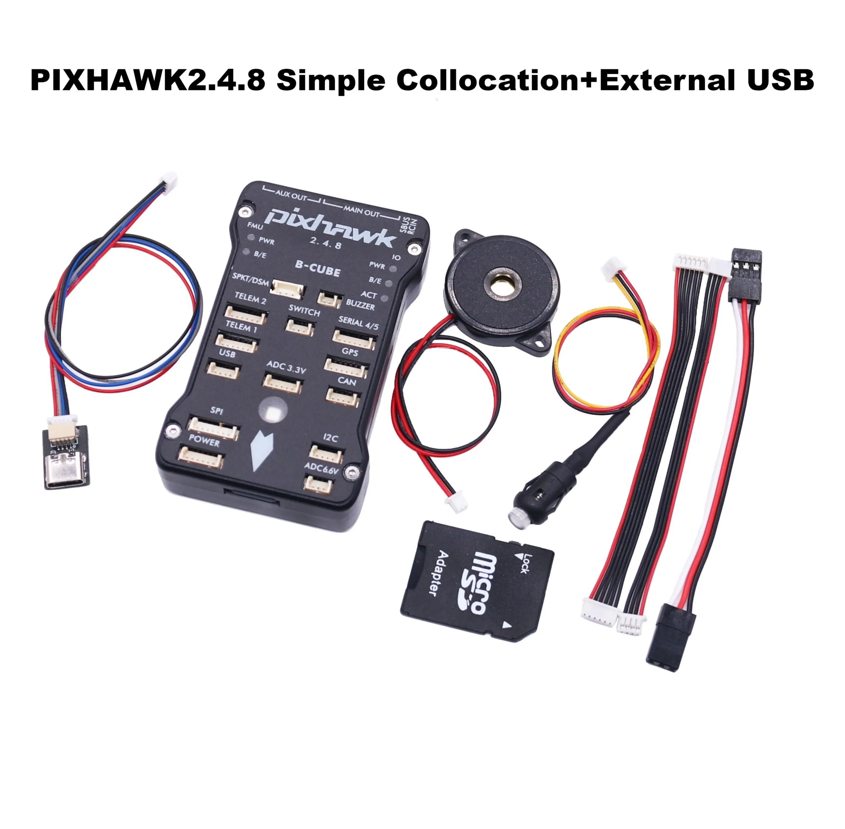 Pixhawk PX4 2.4.8 6C PRO 32ビット フライトコントローラー オートパイロット 4G SDカード セーフティスイッチ ブザー 外部USB RCクアッドコプター Ardupilot対応
