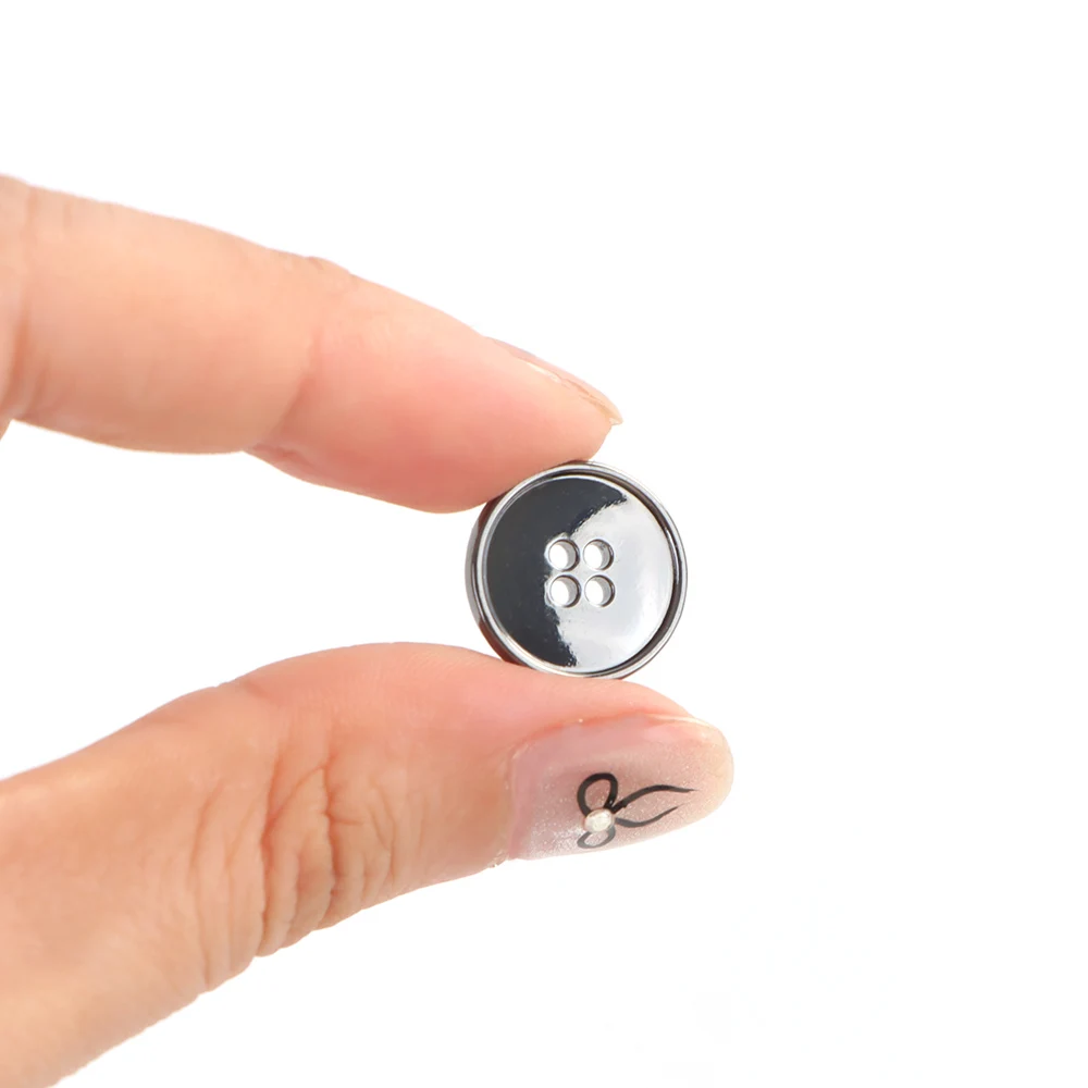 20pcs Gunmetal 15mm Metal Sewing Buttons, 4-Hole Round Buttons for Suits, Shirts, Coats, Clothes, DIY Craft