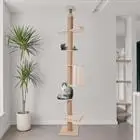 

100.4-104.3" Tall Wood Cat Tower Tree Wall with Sisal Scratching Climbing Posts