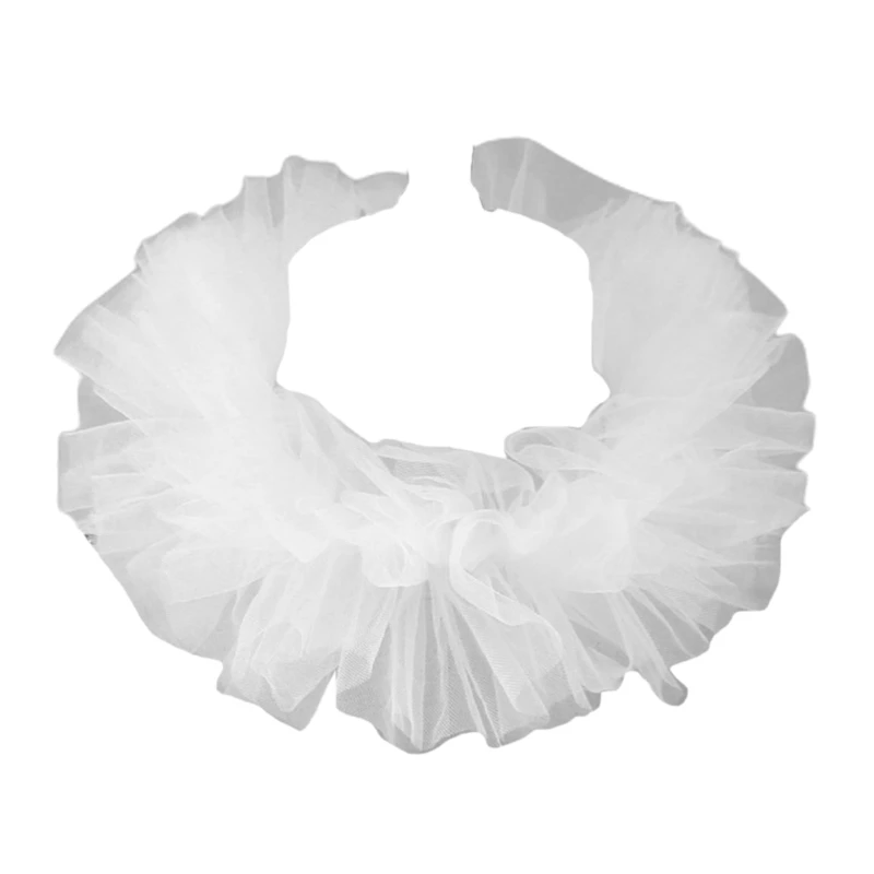 1pc Women Renaissance Tulle Fluffy Ruffled Fake Collar Vintage Layered Mesh Small Neck Ruff Decorative Clown Cosplay Choker