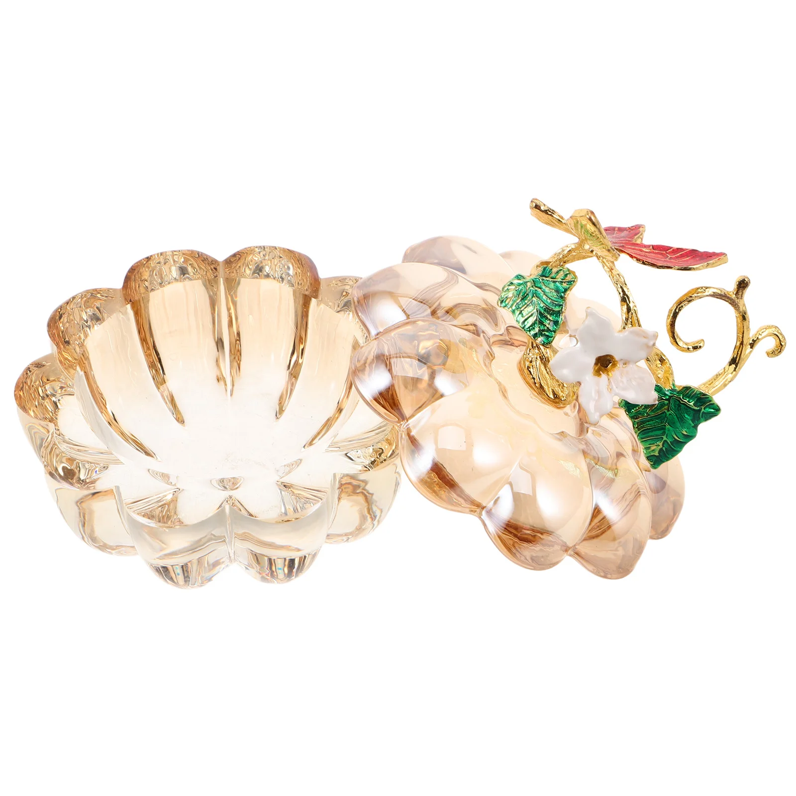 

Crystal Transparent Pumpkin Jar Decorative Box Candy Dish Jewelry Organizer Food Storage Container Pumpkin Jewelry Jar