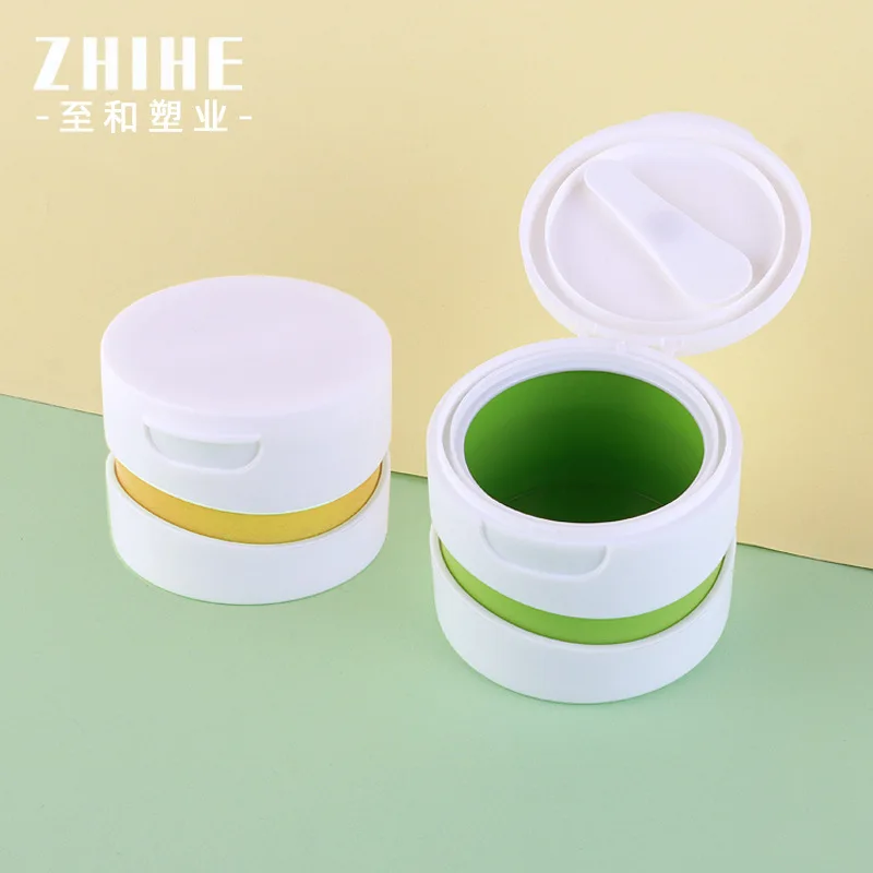 

100g PP Cream Jar with Flip-Top Lid, Travel Size Face Cream Container with Spoon, Refillable Scrub & Balm Storage Pot