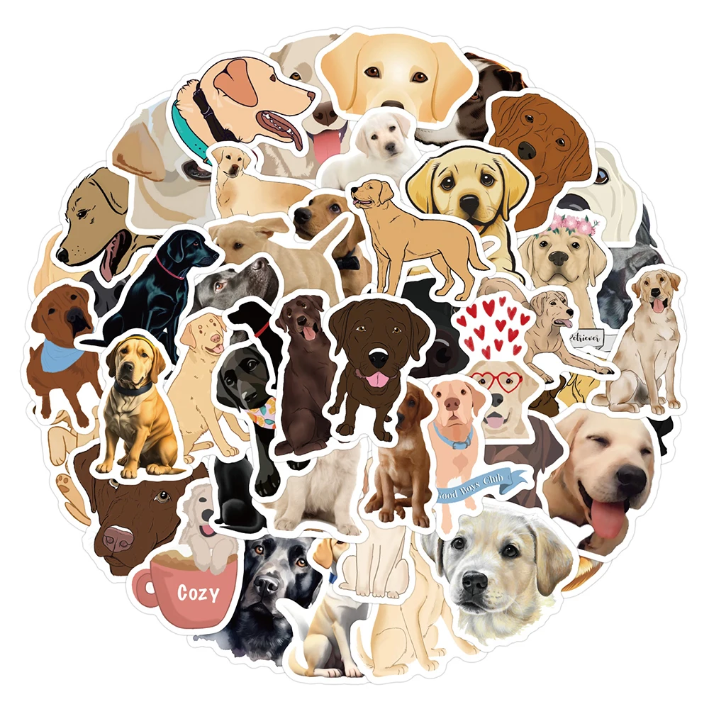 10/30/60pcs Cute Dog Labrador Stickers Cartoon Animal decalcomanie giocattoli fai da te cancelleria per bici telefono valigia frigo adesivo impermeabile