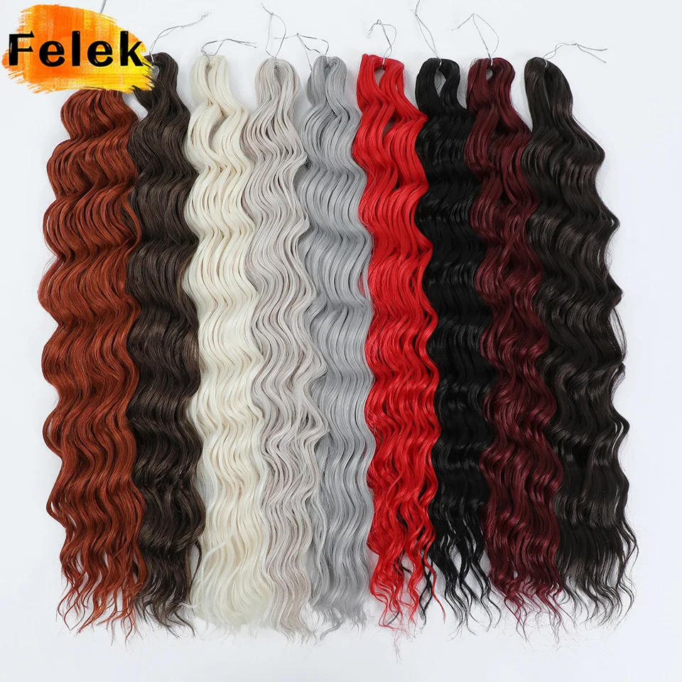 

Anna Loose Deep Wave Braiding Hair 24Inch Synthetic Curly Crochet Braids Extensions Ombre Pink Red Twist Crochet Hair Afro Curls