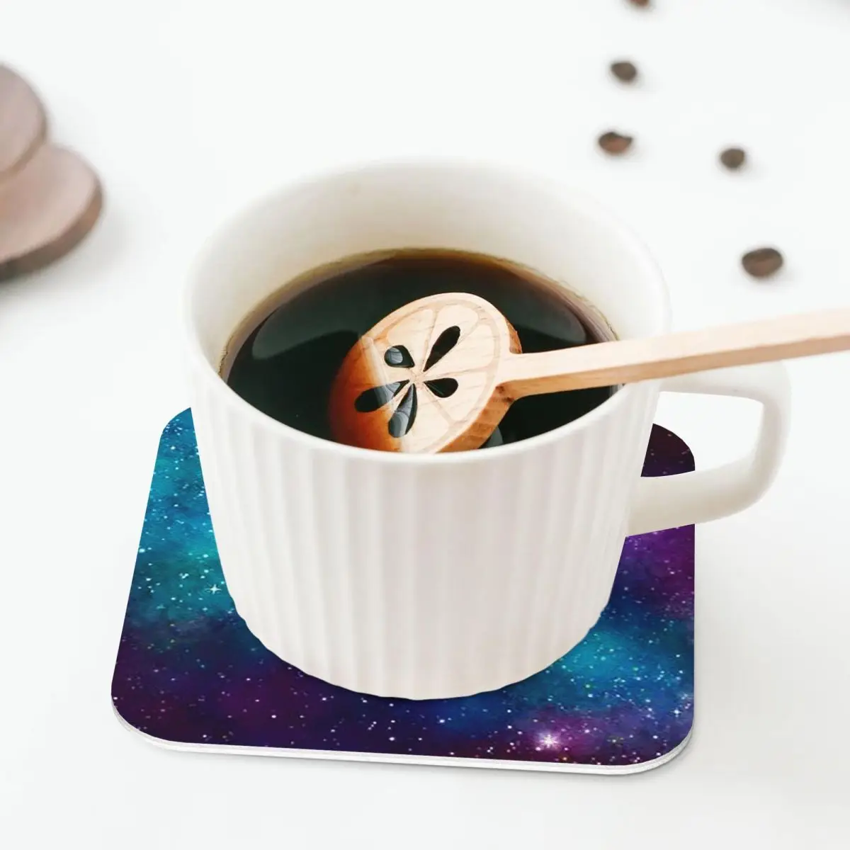 Cyan Galaxy Coasters Kitchen Placemats Waterproof Insulation Cup Coffee Mats For Decor Home Tableware Pads Set of 4