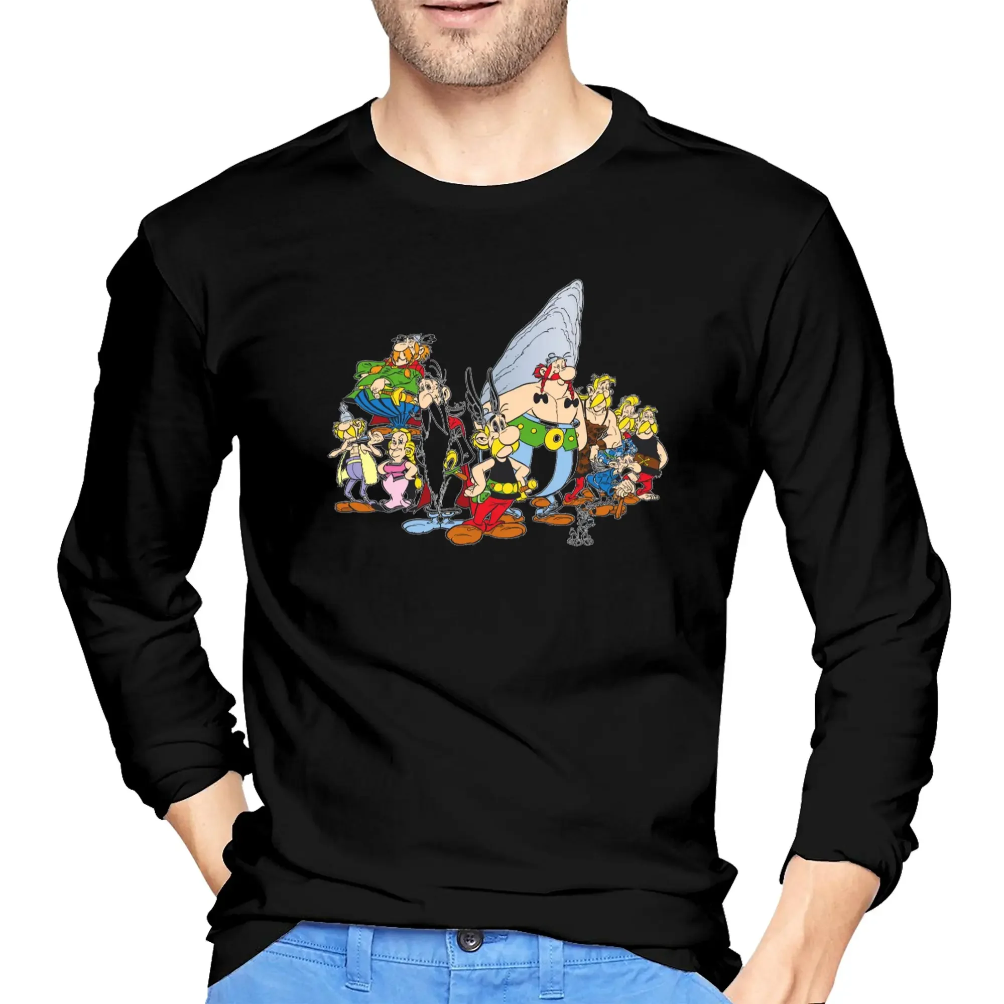 

Мужская футболка с длинными рукавами Asterix And Obelix Dogmatix, модные футболки с круглым вырезом, весенне-осенние мужские топы