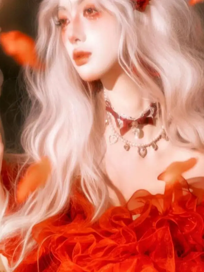 Red One-Shoulder Dress Rose Thorns Theme Photography Studio New Arrival Women's Baroque Atmosphere Art Photography Costume