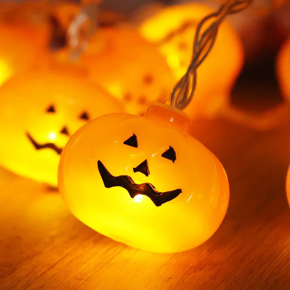 Guirxiété Lumineuse LED Citrouille d'Halloween, Lanterne Portable en Plastique, Batterie 62, Décoration Extérieure de ixà Domicile