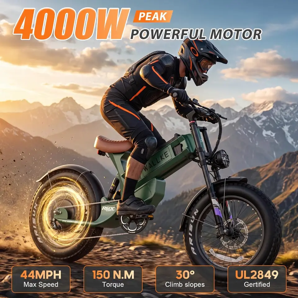 R60C 4000W Long Range Electric Bike for Adults, Fat Tire All Terrain Ebike with Full Suspension & Torque Sensor, Up to180 image 5