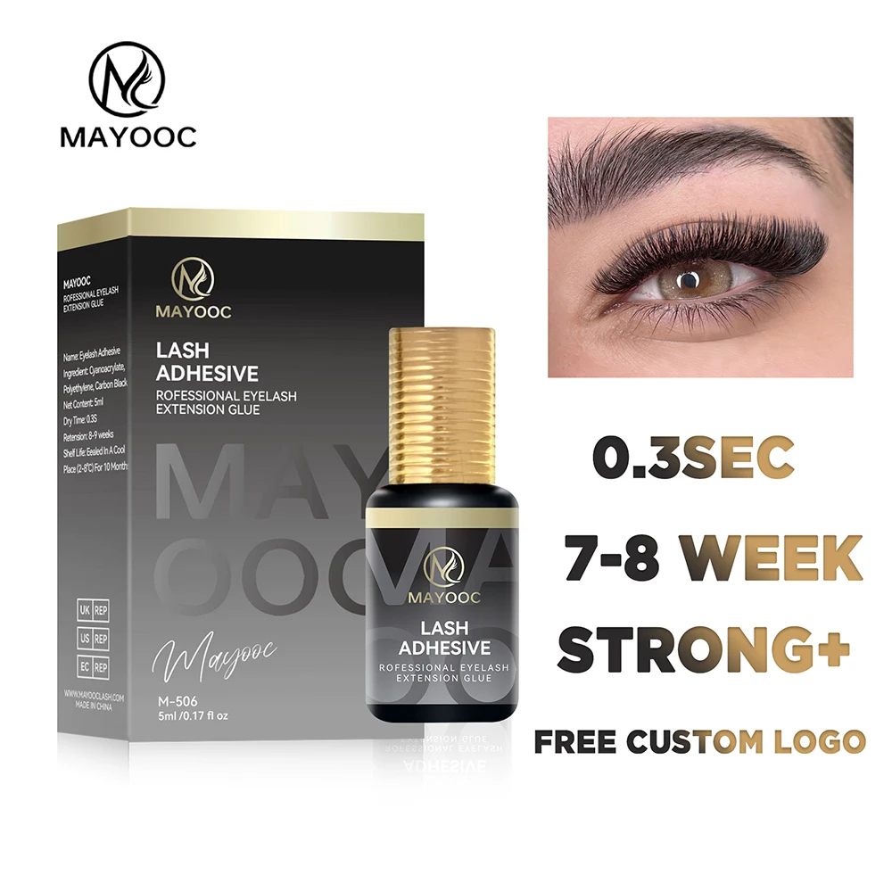 MAYOOC 0.3 Sec Eyelash Extension Glue Fast Dry Individual Lashes Glue Sensitive Eye Black Eyelash Glue Lash Free Custom Logo