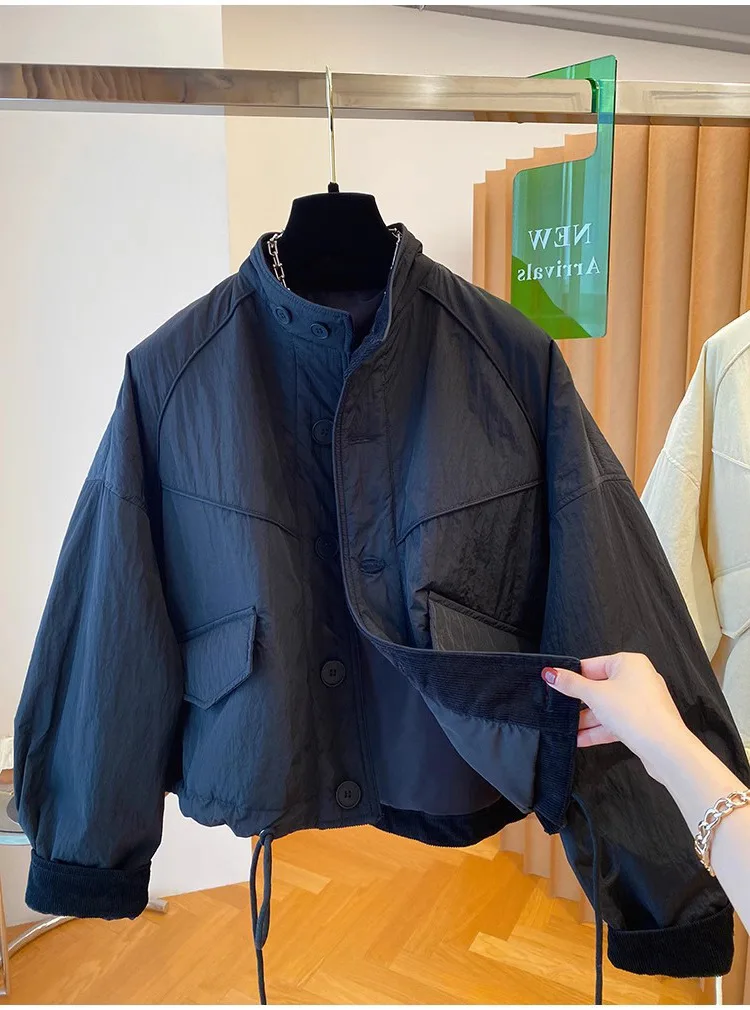 เสื้อแจ็คเก็ตผ้าควิลท์สไตล์เกาหลีสำหรับผู้หญิง - รุ่นบางเบาปี 2026 ติดกระดุมด้านหน้า