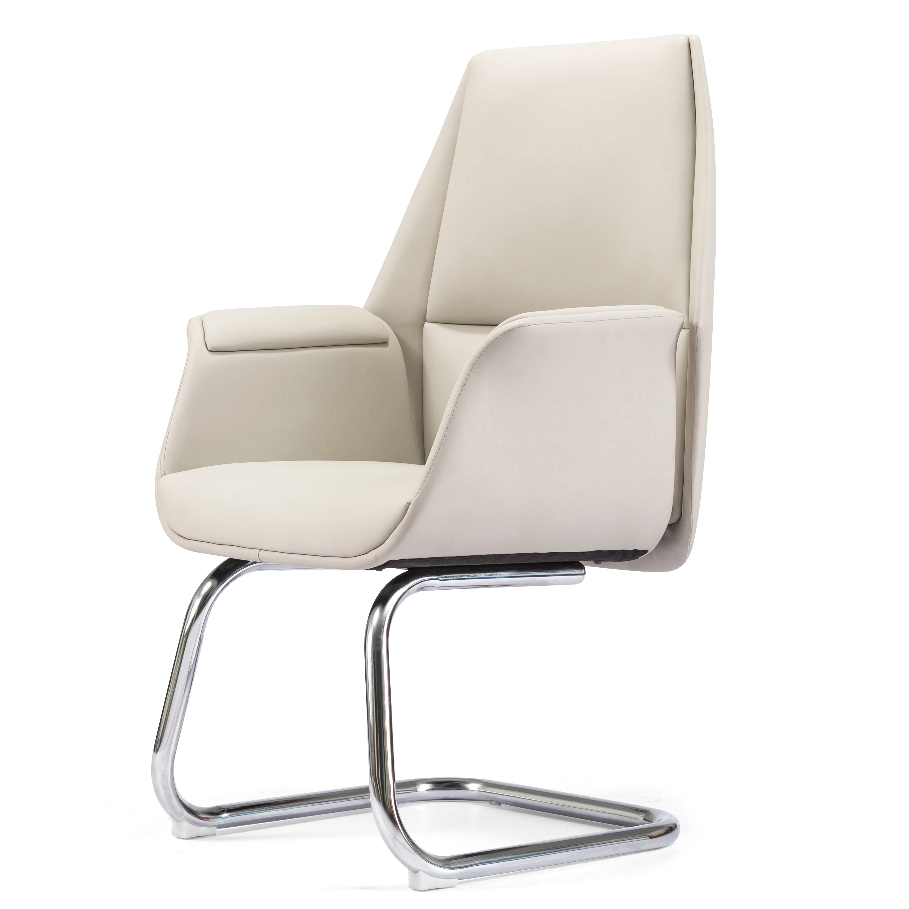 Ergonomic Executive Traditional Style Reception Office Conference Chair Genuine Leather Swivel Waiting Area Chair for