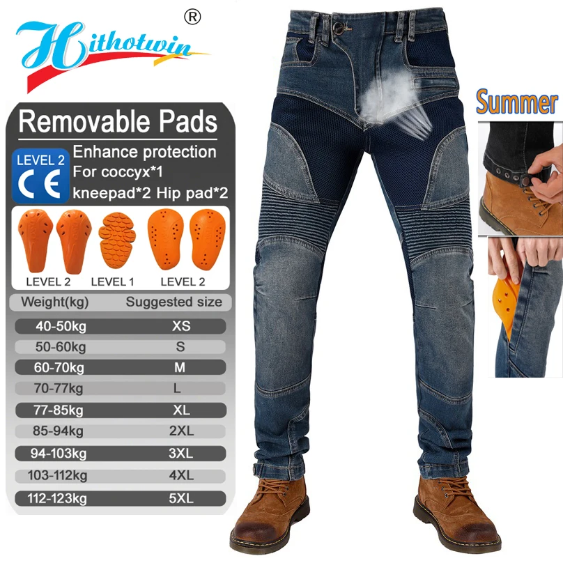 Motorcycle Jeans Summer Ventilation Mesh Protective Gear Riding Touring Motorbike Trousers Motorcycle off-road anti fall jeans