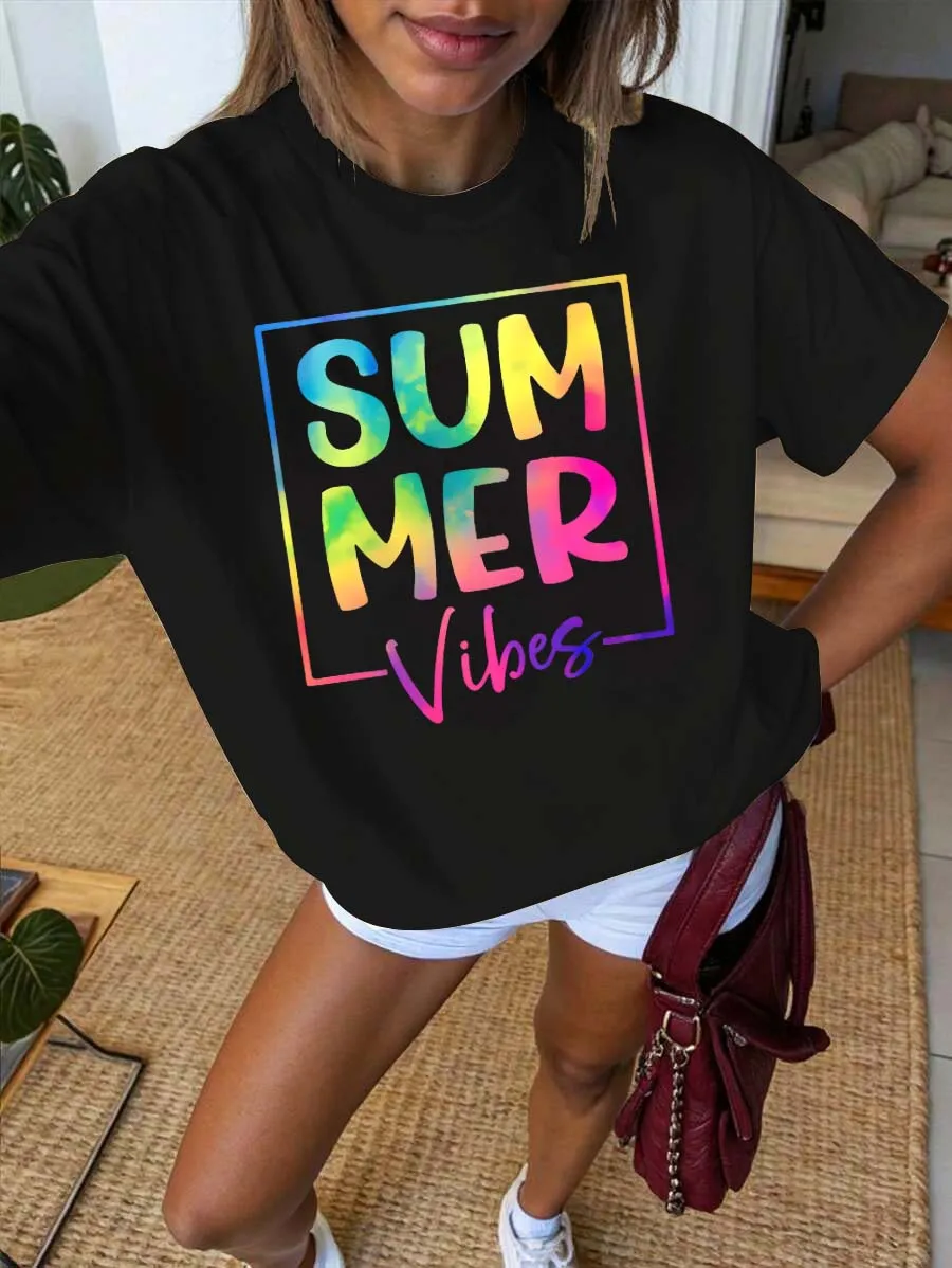 

Летняя футболка больших размеров с графическим шиком, модная сезонная летняя футболка с короткими рукавами