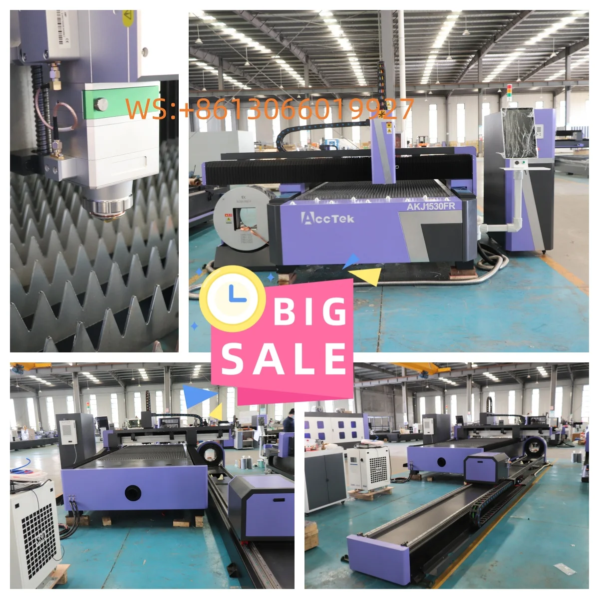 ACCTEK 1500*3000mm 6KW 금속 시트(회전 장치 포함) AKJ1530FR 시트 및 튜브용 섬유 레이저 절단기