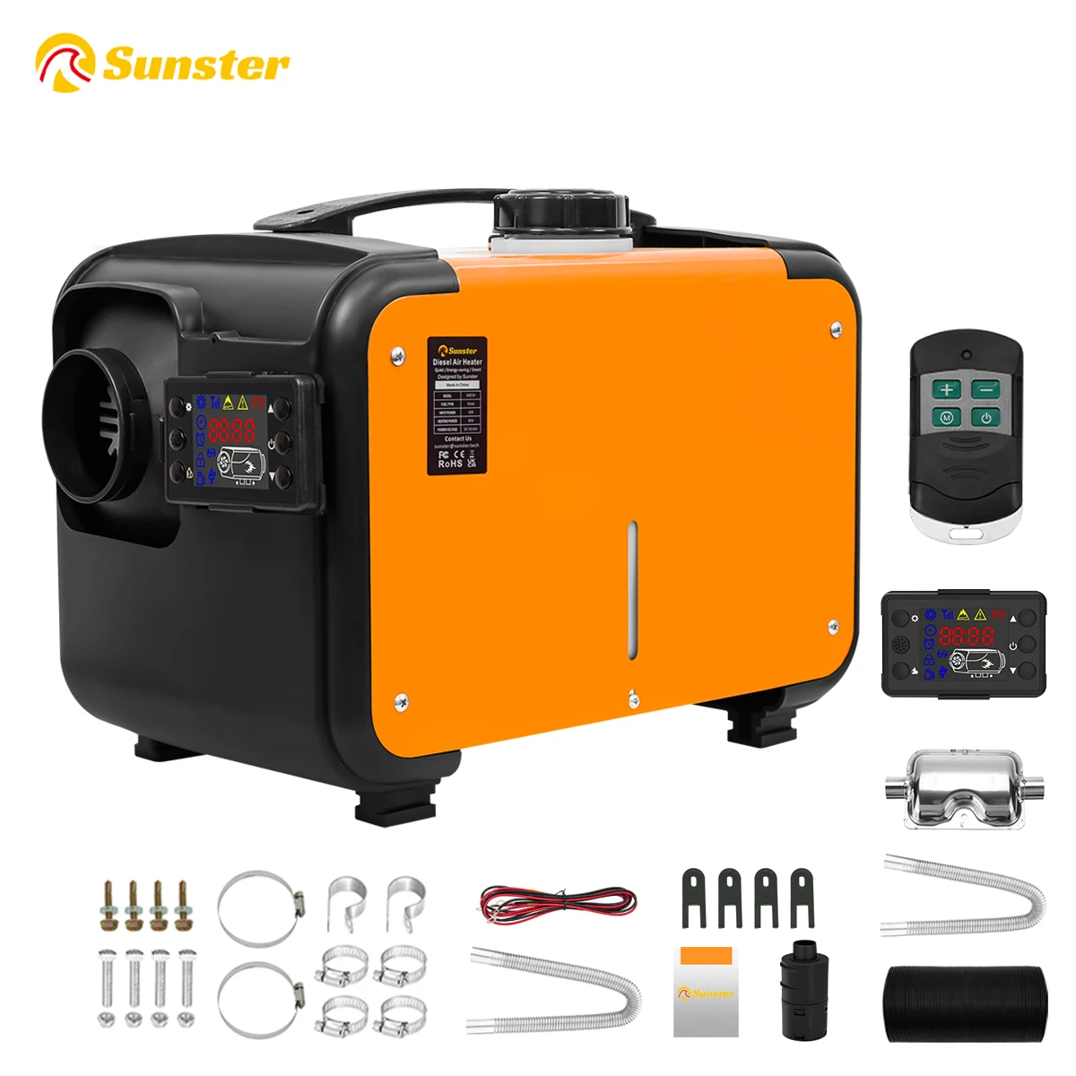 12V/24V Heater For Car 8KW Diesel Air Heater With Sound Dampeners LCD Switch & Remote For Car Trailer Truck Diesel Parking Heate