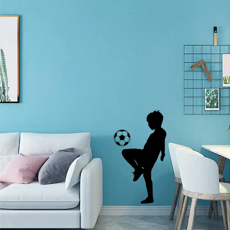 

Little Boy Football wallstickers Wallpaper for boys Kids Room decoration vinyl Wall Sticker Bedroom Decor soccer mural Decal 520