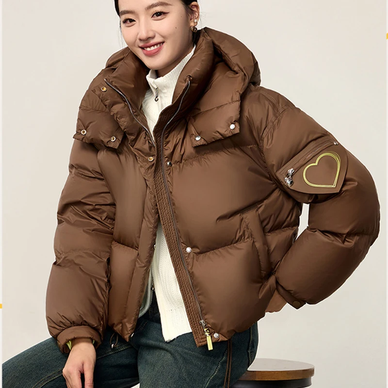 

Overcoat 90 White Duck Down Warm Winter Women Down Jacket 2025 New High Quality Hooded Leisure Women Down Jacket Parker H769