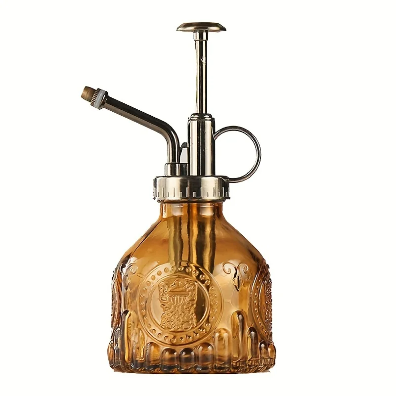 1pc Glas Bewässerung Spray Flasche, Vintage Bronze Kunststoff Top Pumpe Gießkanne Glas Spray Flasche Pflanze Mister, für Zimmer Pflanzen – Detail 2