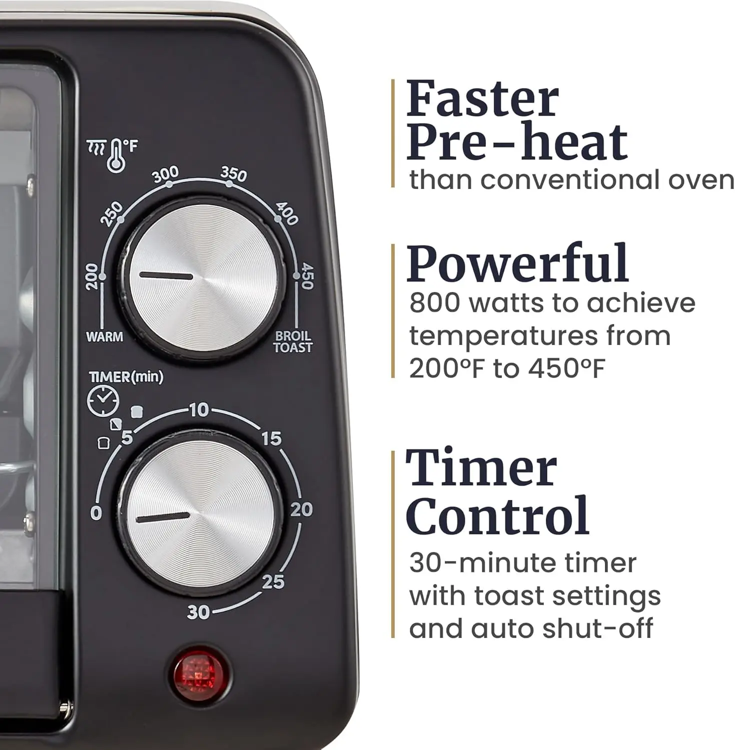 فرن محمصة كونترتوب ETO449 سعة 9 لتر / 4 شرائح، تصميم مدمج، مؤقت لمدة 30 دقيقة، درجة حرارة قابلة للتعديل تصل إلى 450 ° F، 800 واط كوارت #4