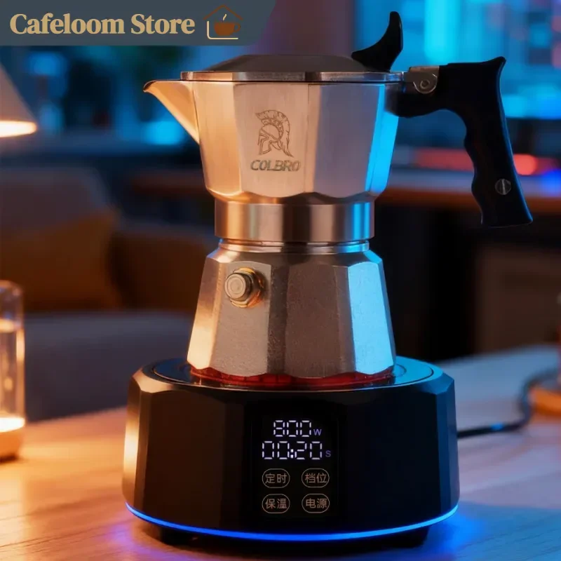 Colbro Stainless Steel Moka Pot Double Valve 3 Valve Espresso Coffee Maker For Home Outdoor Camping Dual Temp Control