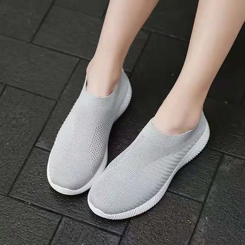 Damskie płaskie buty sportowe Slip on Woman Lekkie trampki Casual Chaussures Femme Basket Flats Oddychające buty do biegania i chodzenia