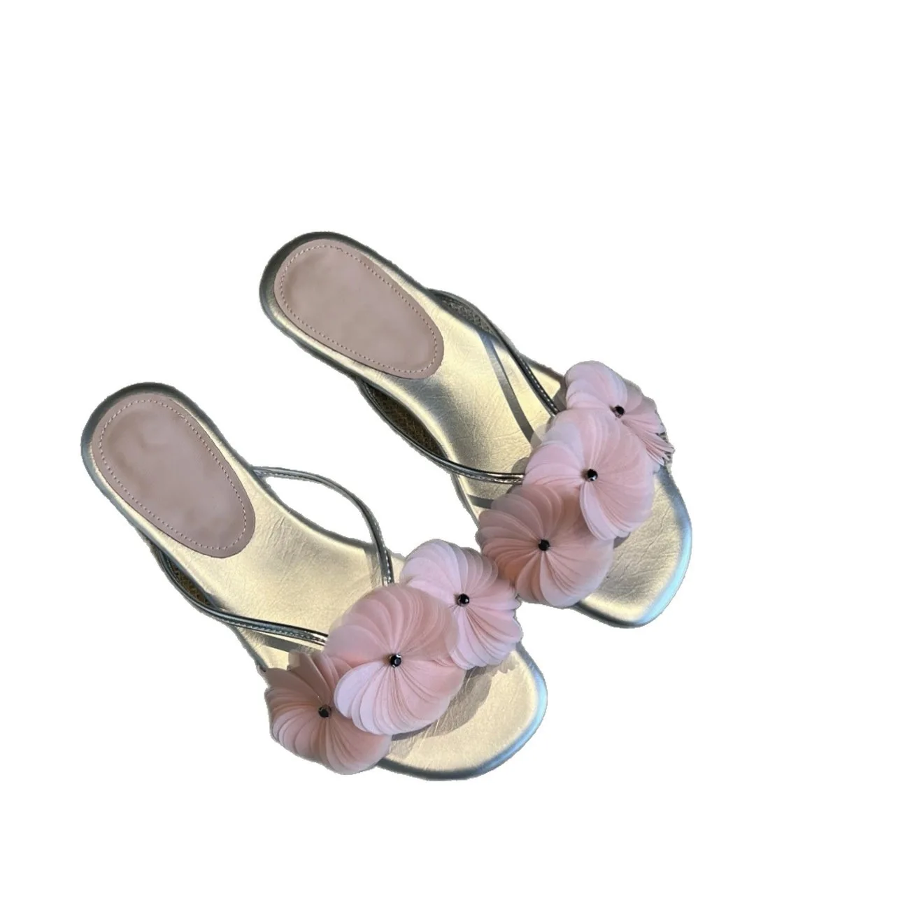Luxury Designer Flower Decor Open Toe Flat Half Slippers Women's Summer Outdoor Slip On Flip Flops Casual Clip Toe Beach Slipper