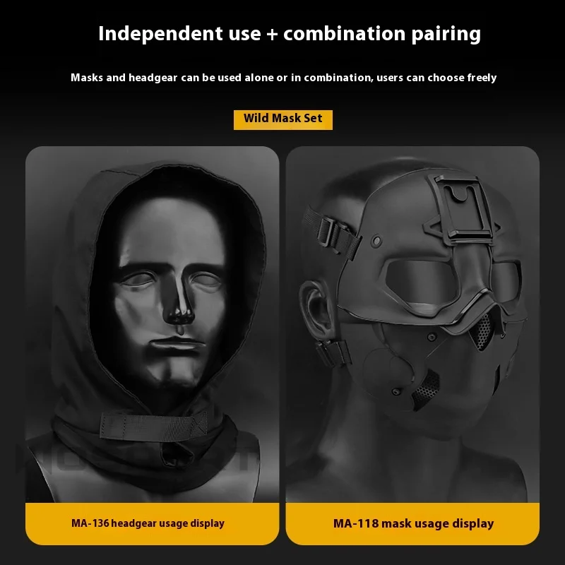 

Набор Wild Mask, маска-гарнитура, режим двойного назначения, полная защита лица, сплошной цвет