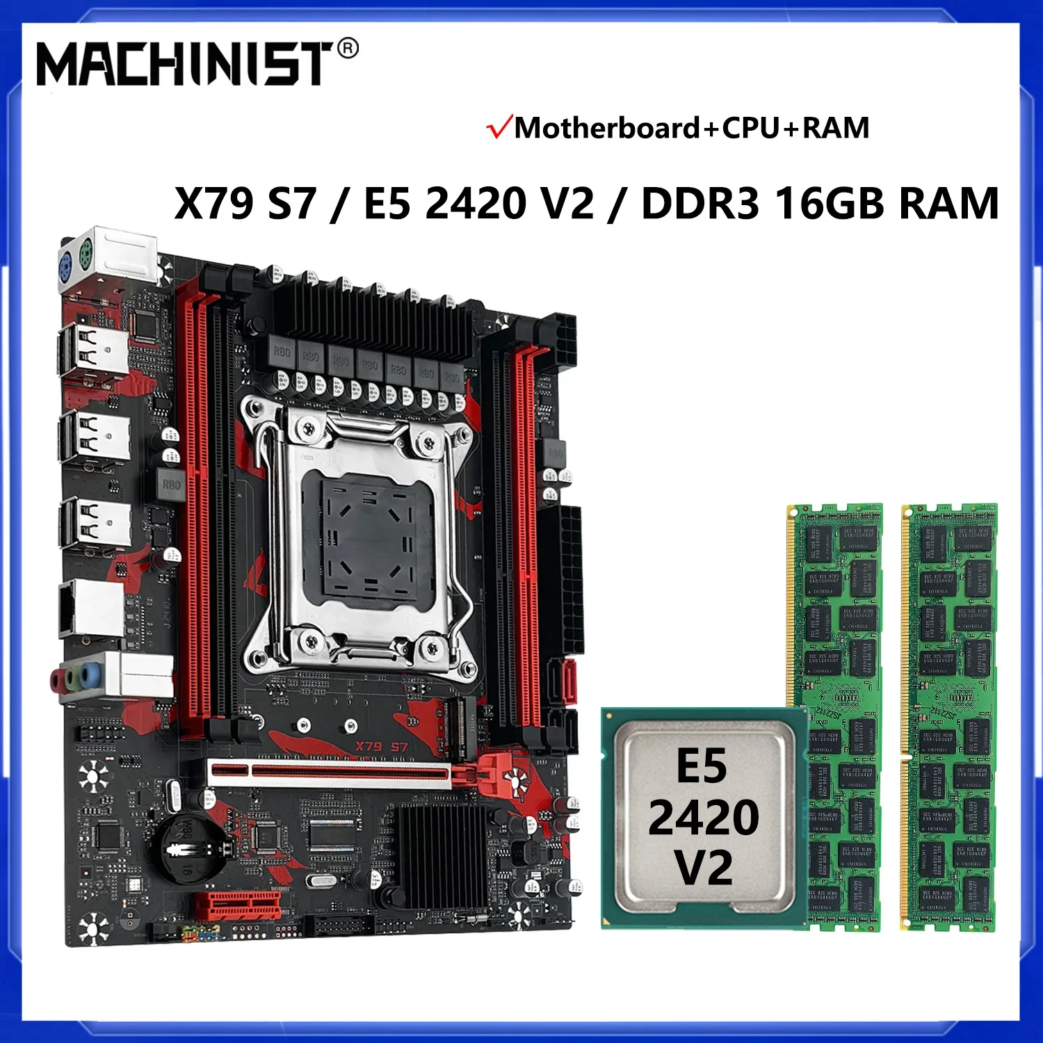 Placa-mãe MACHINIST X79 S7, processador Xeon E5 2630 V2 opcional LGA 2011 e kit de memória RAM DDR3 16G com NVME M.2