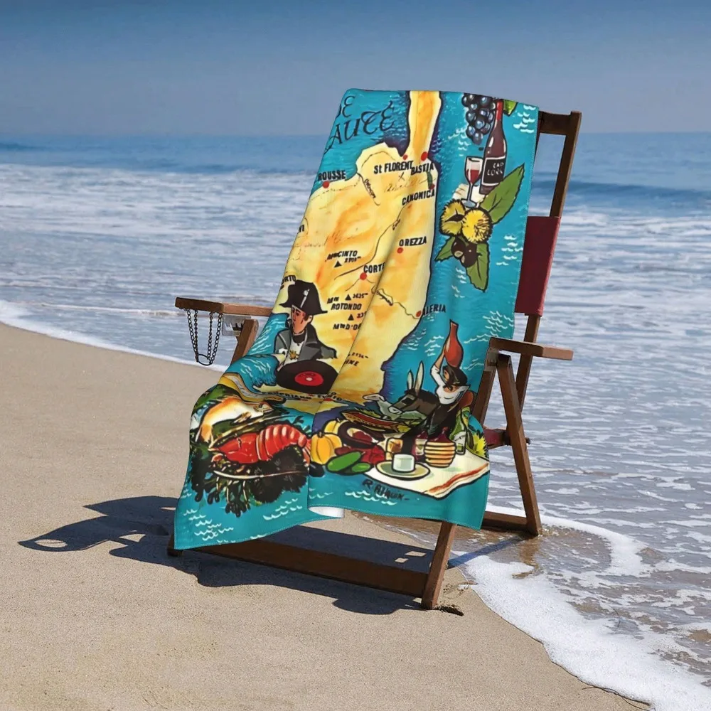 1pc Corsica Enlighten Beach Bath Towel, Microfiber Beach Towel, Suitable for Swimming Pools, Beaches, Camping, Travel - Summer