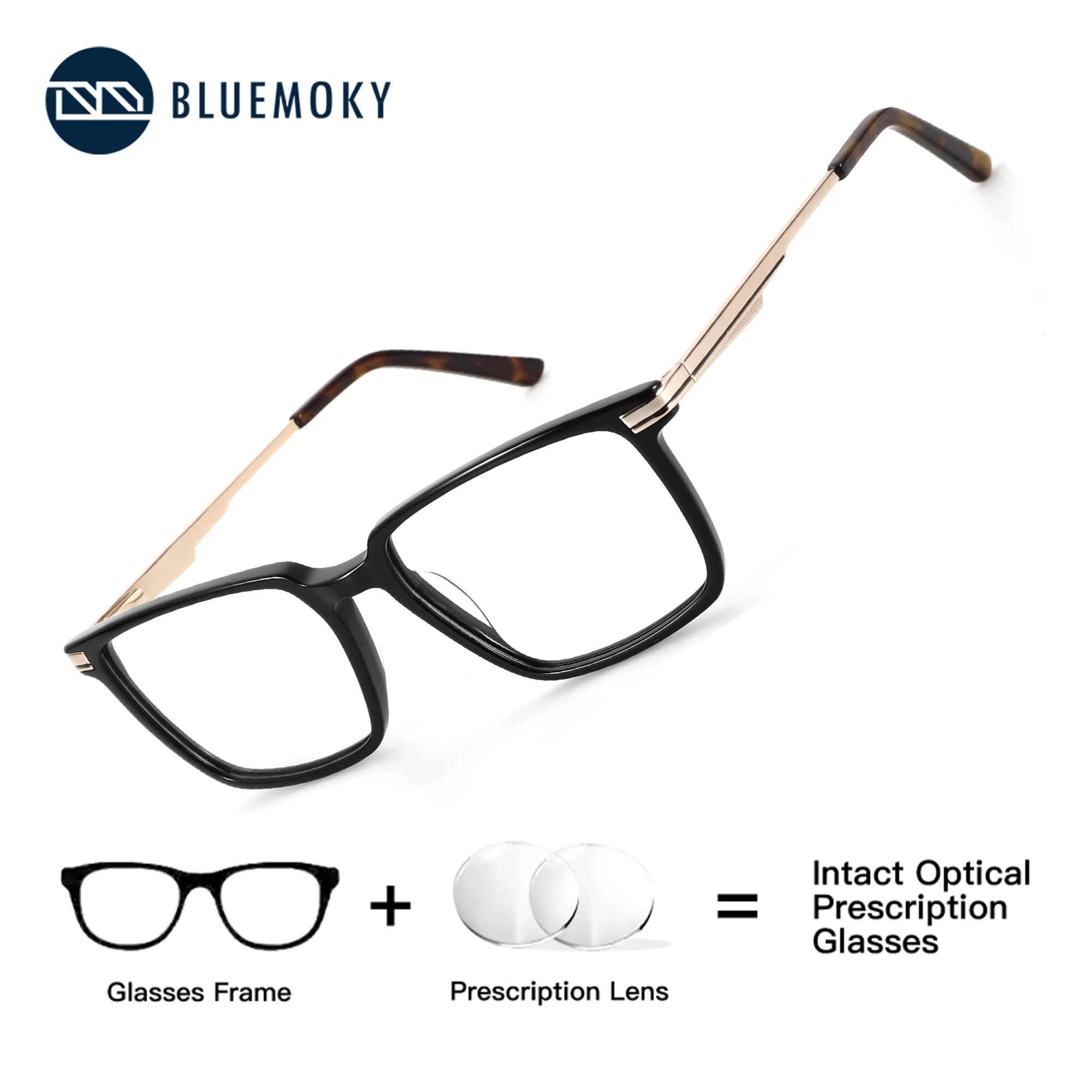 

BLUEMOKY Womens Myopia Prescription Eyewear Square Acetate Frame With Blue Light Blocking Photochromic Lenses