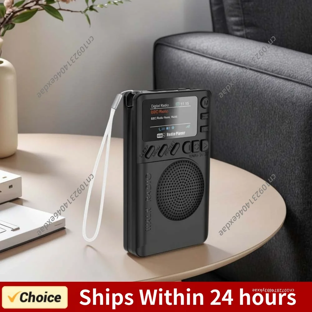 Mini DAB FM Digital Radio with Headphone Jack Color Screen Pocket Radio BT5.0 MP3 Playback Speaker for Running Sports