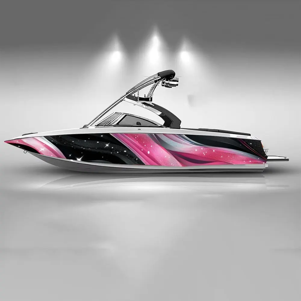 

Pink Silk Like Lines Shimmer Stars Beautiful Boat Sticker Vinyl Ship Pontoon Deck Boat Fishing Decorative Pontoon Boats Decal
