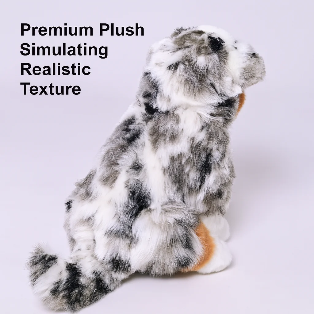 Muñeco de peluche de pastor australiano simulado, peluche Premium, comodidad emocional, regalo, compañero para niños, decoración del hogar