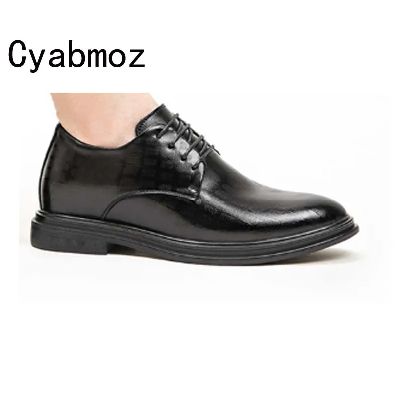 

men inner height increasing 5cm/7cm dress shoes plaid leather shoes comfortable outdoor casual shoes men's wedding shoe