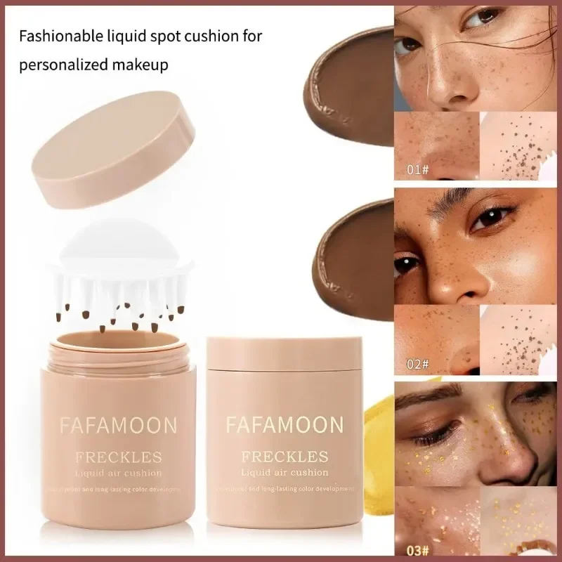 Impermeável Maquiagem Air Cushion Stamp, Natural Lifelike Spot Tool, During Face Dot Spot, Cosméticos Duráveis, Marrom e Dourado, Sardas