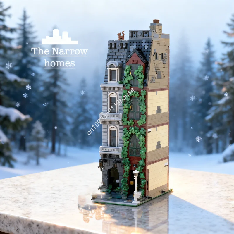 4093 pezzi MOC The Narrow Homes Paesaggio stradale modulare Modello Building Blocks Regali di Natale Architettura Giocattolo Educazione Mattone Compleanno