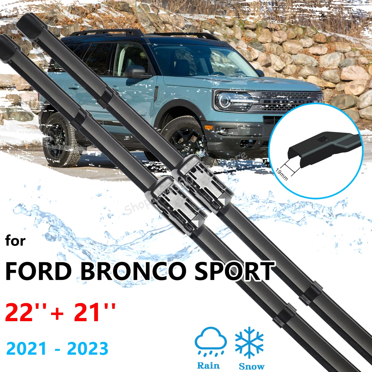 

2x For Ford Bronco Sport CX430 2021 2022 2023 Crossover Windshield Wiper Blades Brushes Cleaning Window Windscraeen Accessories