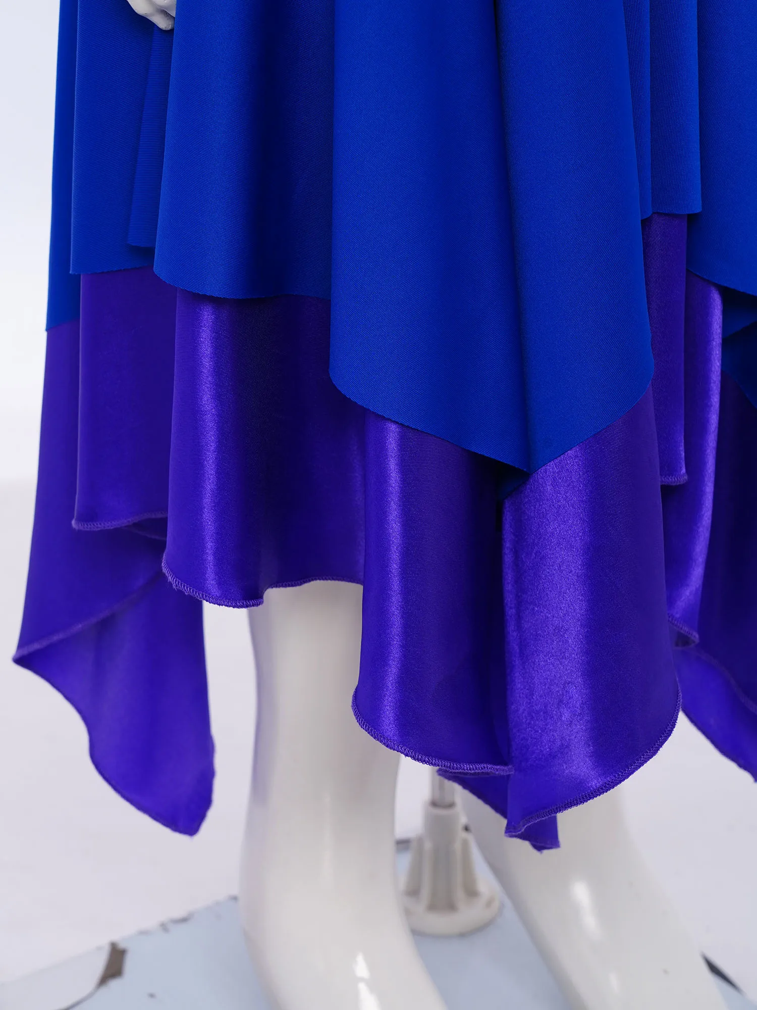 Kids Girls Modern Lyrical Dance Dress Church Choir Liturgical Worship Praise Costume Long Sleeve Print Metallic Color Block Gown - Image 4