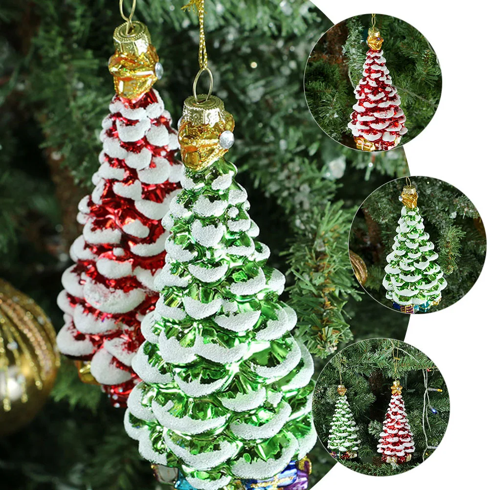 

2Pcs Xmas Tree Hanging Ornaments Glass Pendants Christmas Decorations Xmas Party Supplies Tabletop Fireplace